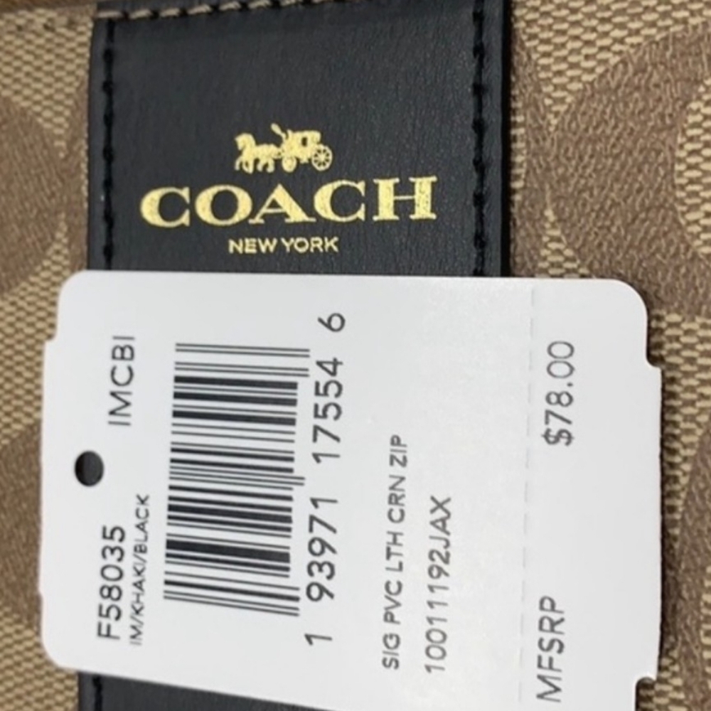 NWT Coach Signature Wristlet Khaki/Black - Picture 4 of 4
